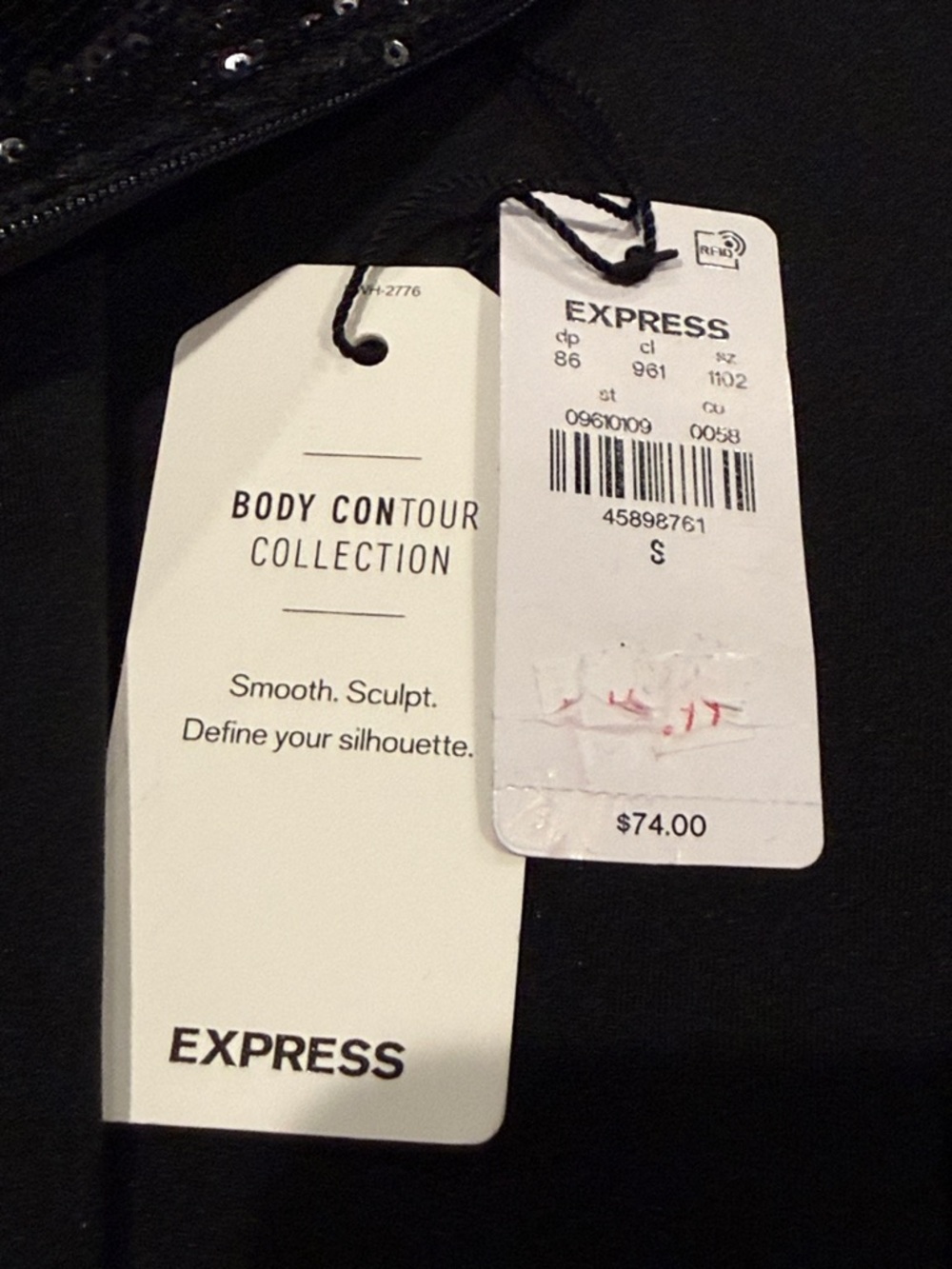 Express Black Sequin Mock Neck Long Sleeve Top - Picture 6 of 7